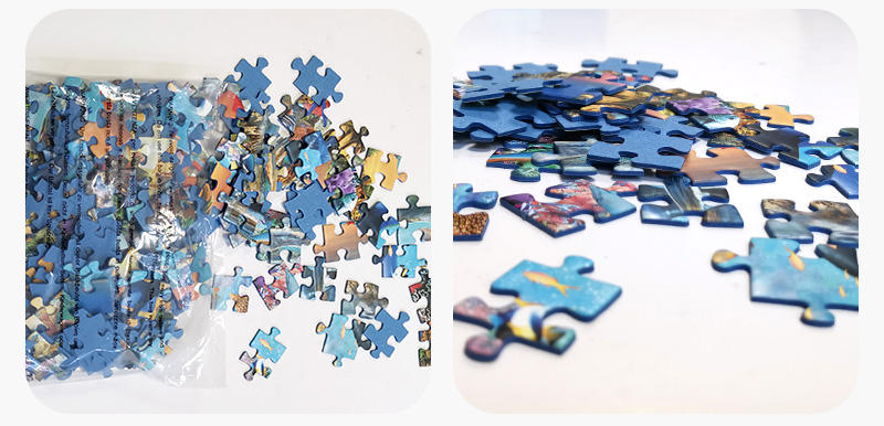 Juguetes educativos personalizados para niños, rompecabezas de papel de cartón azul de 200 piezas para niños