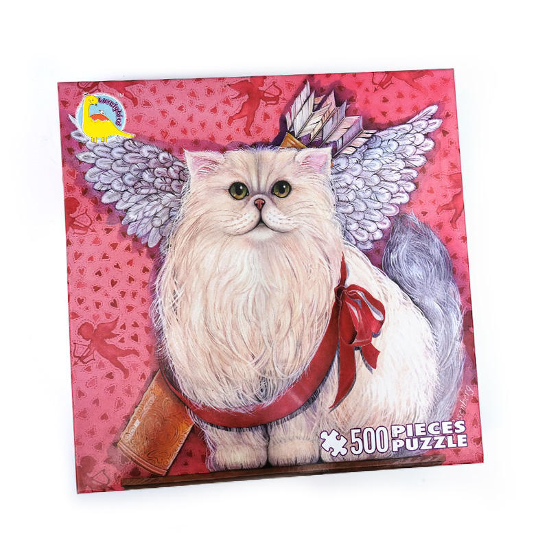 El fabricante produce el juego Angel Cat desarrolla el rompecabezas de 500 piezas del cerebro