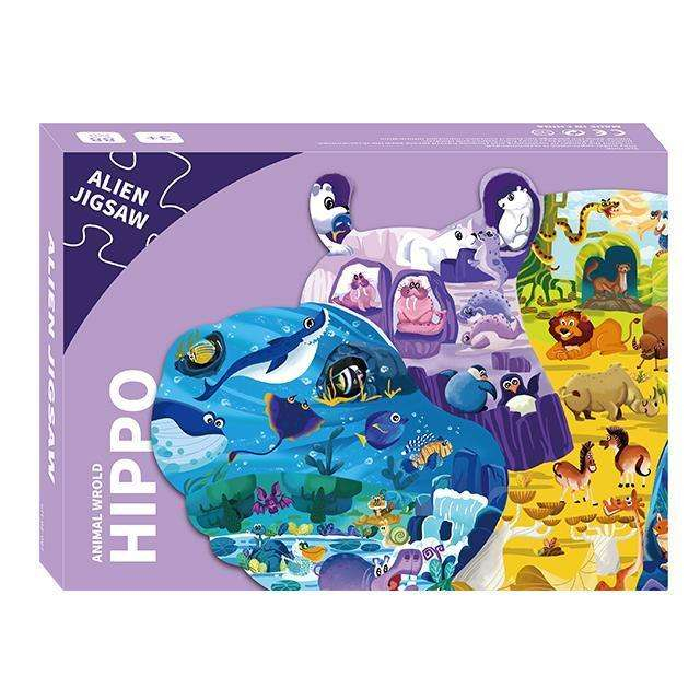 Venta al por mayor, cartón de papel de animales alienígenas personalizado, 88/98/108/120/136 piezas, rompecabezas, juguetes para niños